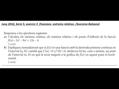Juny 2016 Sèrie 5 exercici 3 (Funcions - Teorema de Bolzano) de Xavi Mates