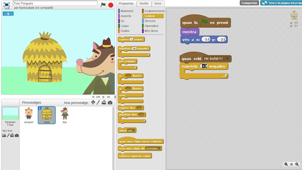 Com fer un conte interactiu dels 3 Porquets amb Scratch 2 i el micròfon en menys de 5 minuts! de Scratch en 5 minuts