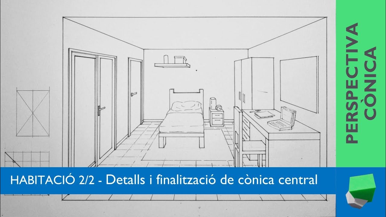 HABITACIÓ I 3/3 - Perspectiva cònica central d'una habitació - DETALLS i PERFILAT de Josep Dibuix Tècnic IDC