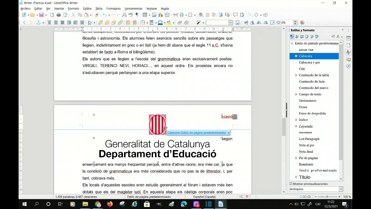 Writer LibreOffice Capçalera i peu de pàgina de JacquesTecno