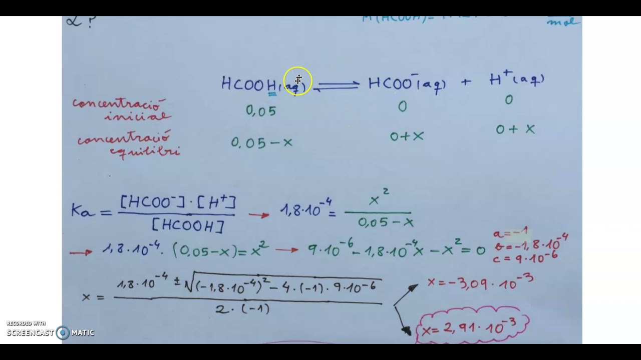 Equilibri àcid-base (PART 2 de 3) Càlcul de pH en àcids-bases febles de 5minuts ciència