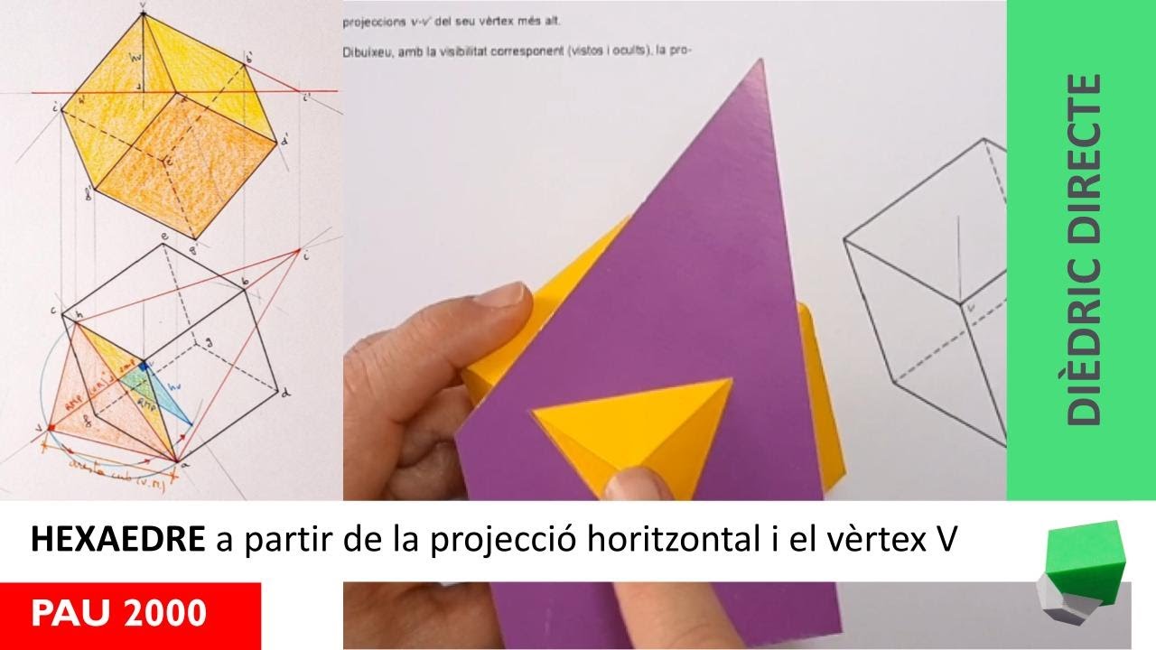 Saps construir un 🎲 CUB❓ només amb la projecció horitzontal? Triedre trirectangle selectivitat 2000 de Josep Dibuix Tècnic IDC