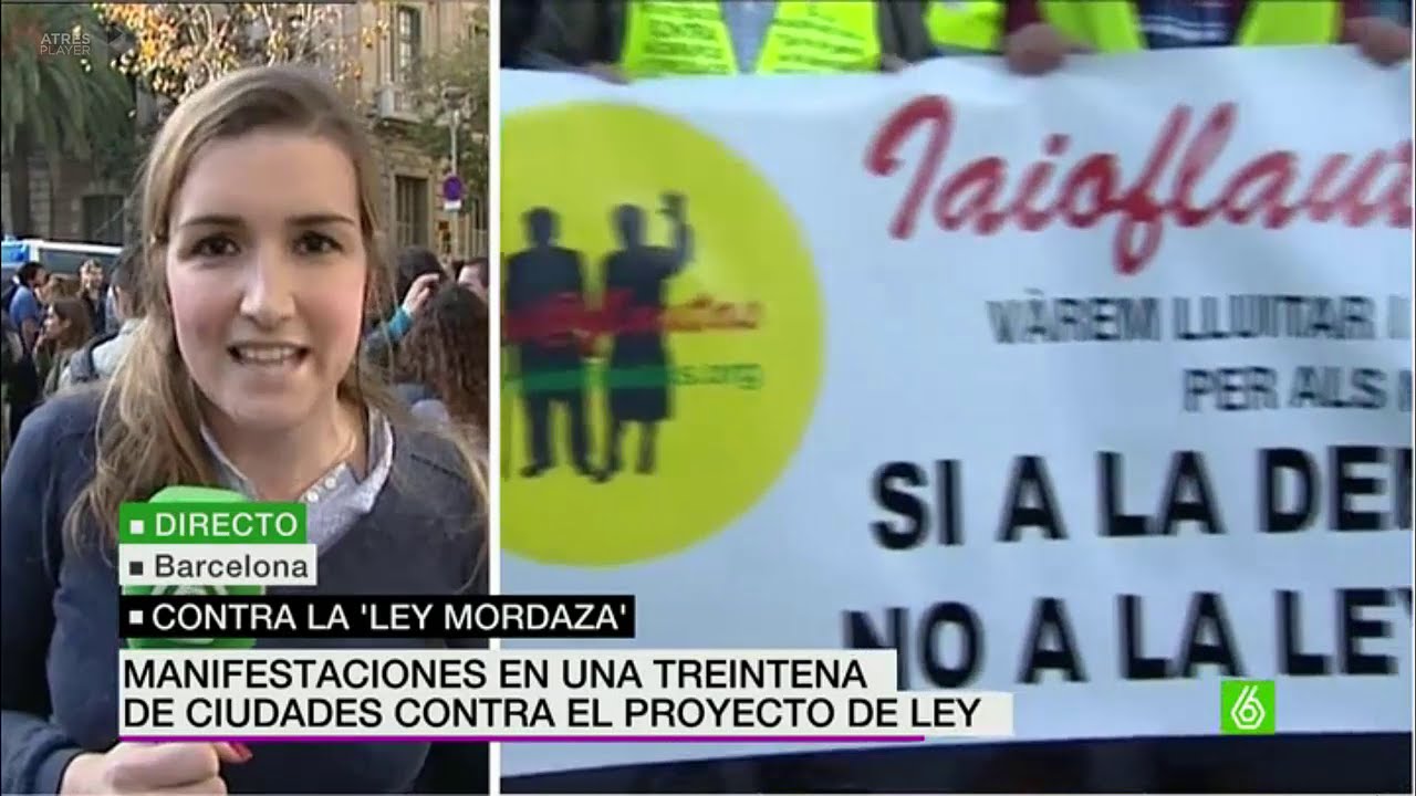 Pilar Carracelas a La Sexta Noticias (20/12/2014): Manifestació "llei mordassa" a Barcelona de Pilar Carracelas