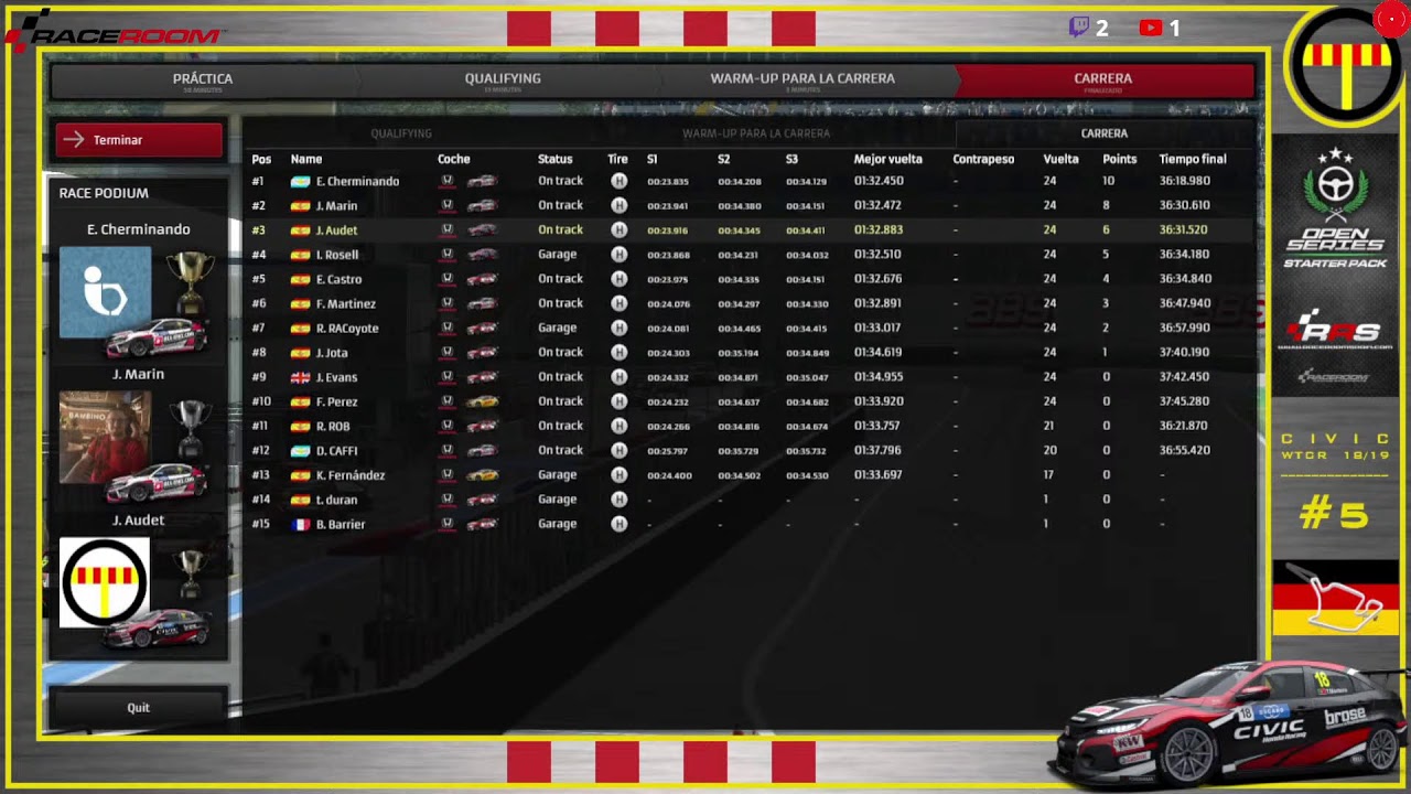 Cursa #5 - OPEN Series Honda WTCR | HockenHeimRing | RaceRoom Spain de A tot Drap Simulador