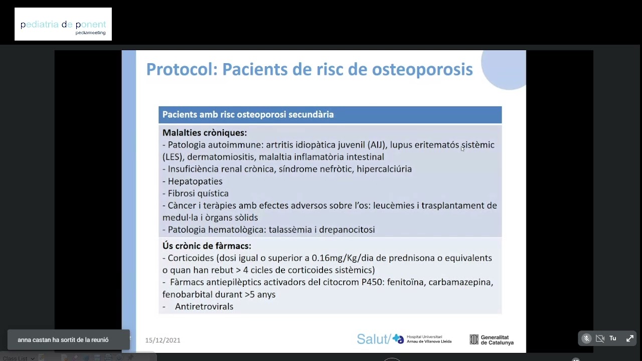 Protocol de diagnòstic i tractament de l'osteoporosi a Pediatria. 2021 de Pediatres de Ponent