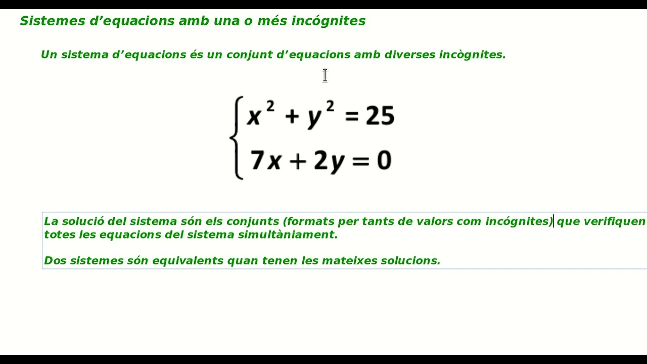 Sistemes d’equacions amb una o més incógnites de Jordi Bardají