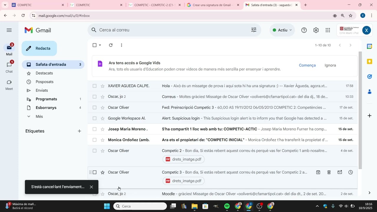 Com programar l'enviament d'un correu electrònic amb Gmail de Xavier Àgueda COMPETIC