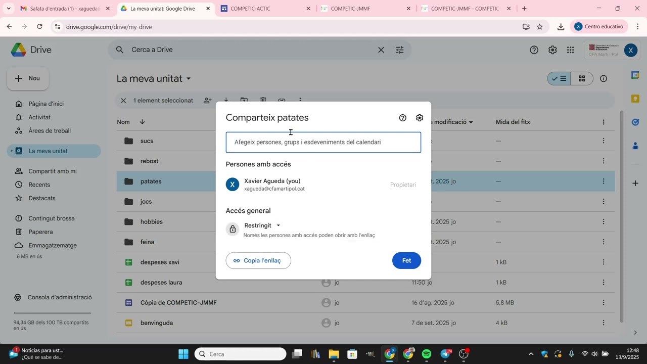 Com crear i compartir carpetes amb Google Drive de Xavier Àgueda COMPETIC