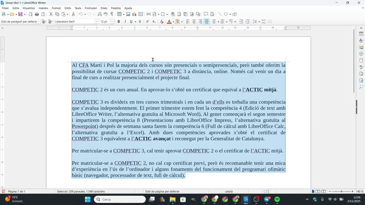 Com alinear i justificar text amb Libreoffice Writer i per què NO fer-ho de Xavier Àgueda COMPETIC