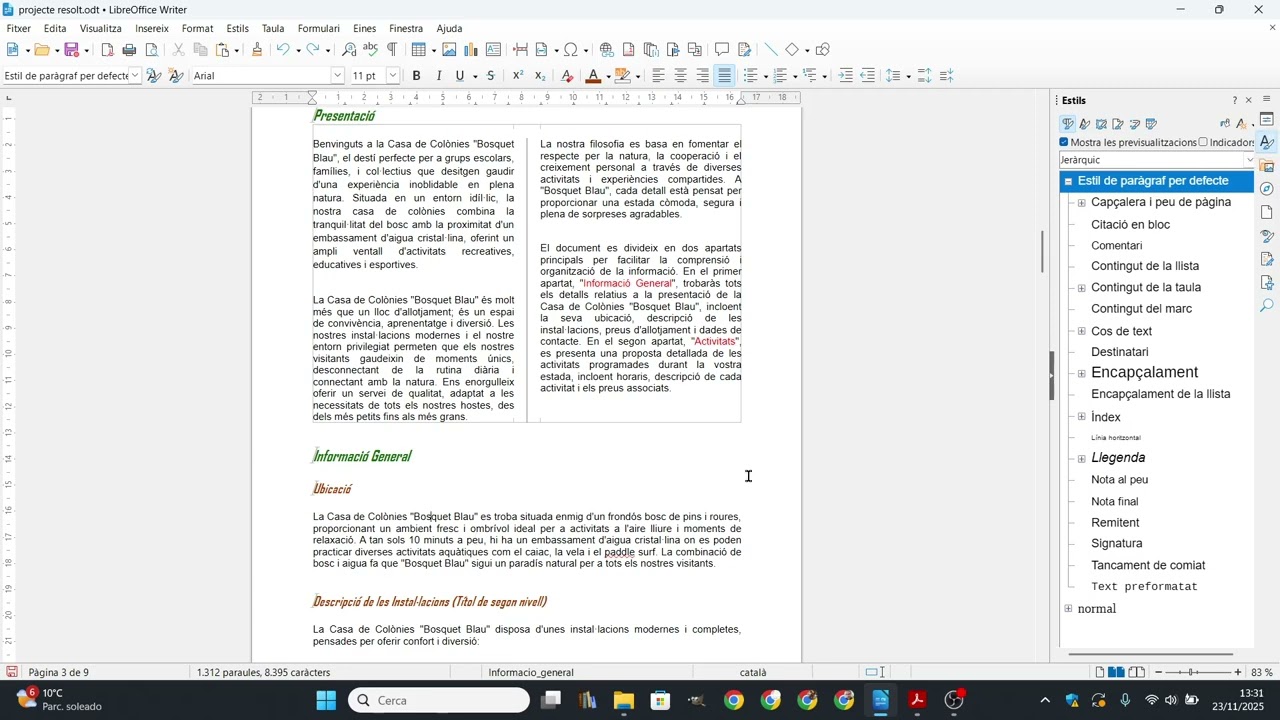 Practiquem espaiats d'estil de paràgraf amb el Projecte de COMPETIC 3 C4 del curs 24/25 (5/N) de Xavier Àgueda COMPETIC