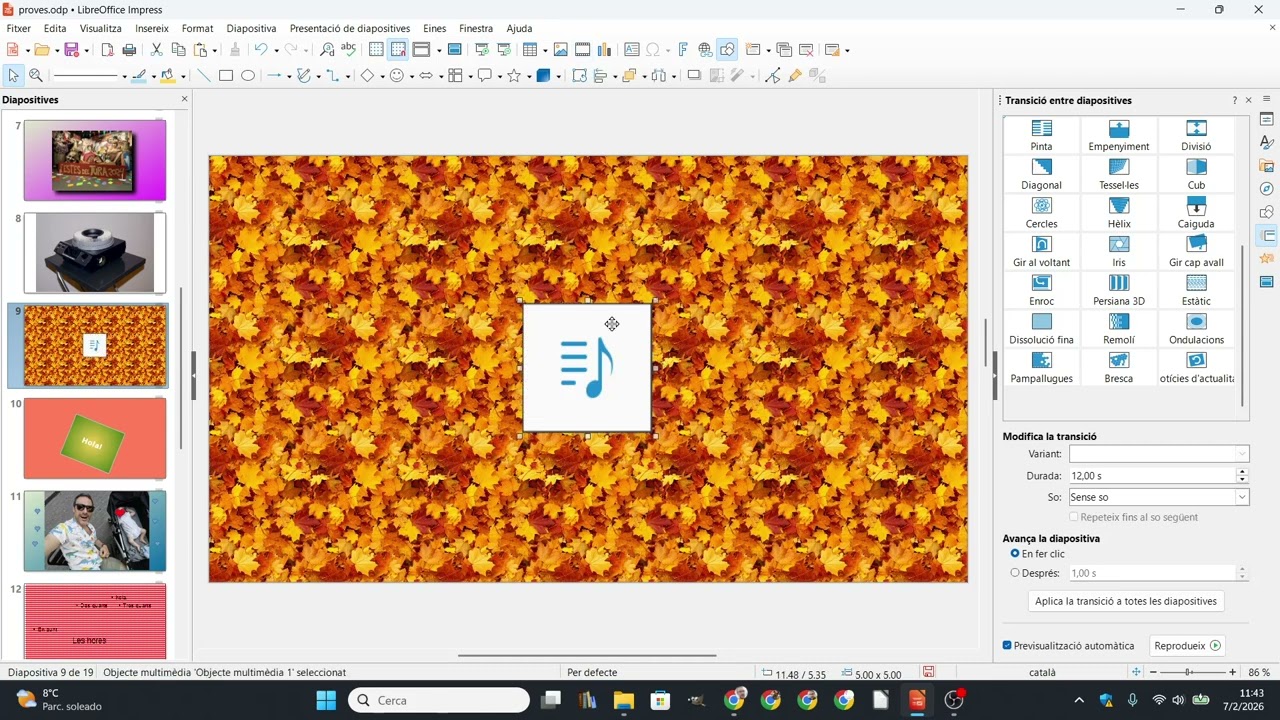 Com posar música a una diapositiva de Libreoffice Impress de Xavier Àgueda COMPETIC
