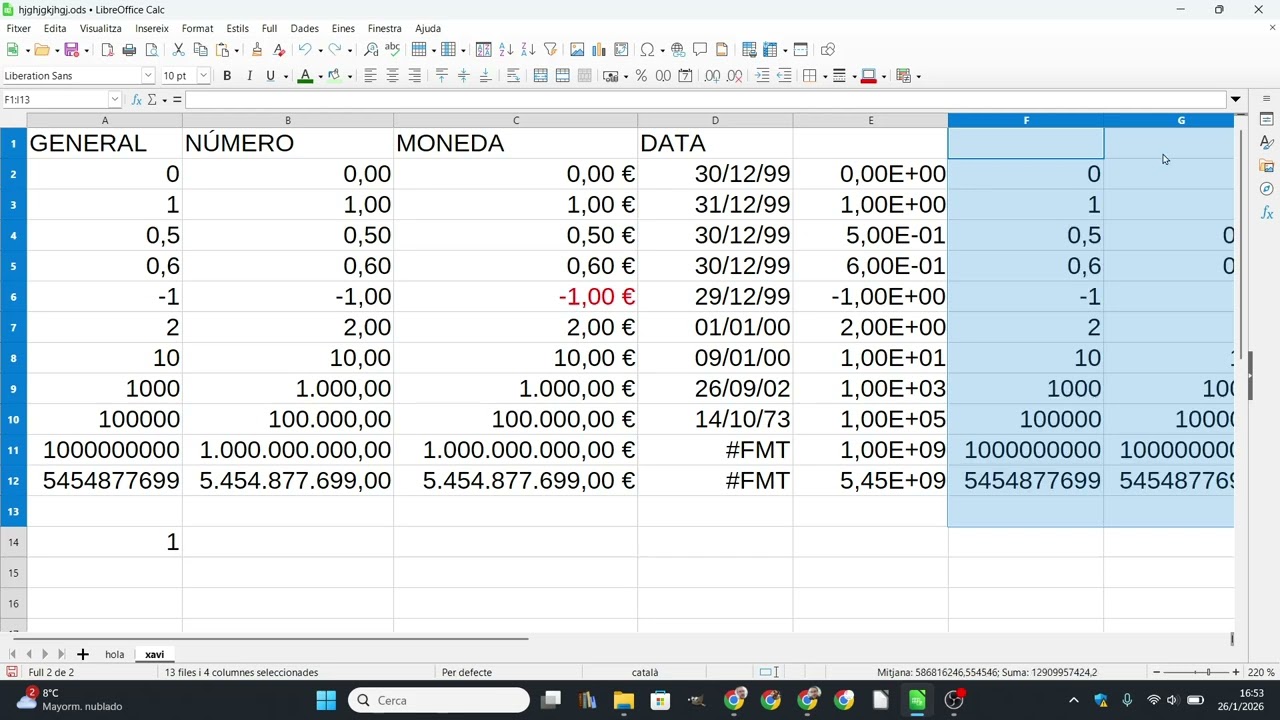 Com posar formats numèrics amb Libreoffice Calc i què fa cada un d'ells de Xavier Àgueda COMPETIC
