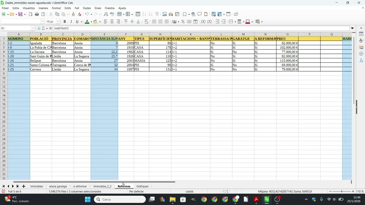 Remenem columnes i percentatges al full de càlcul del Projecte de COMPETIC 2 del curs 24-25 (5) de Xavier Àgueda COMPETIC