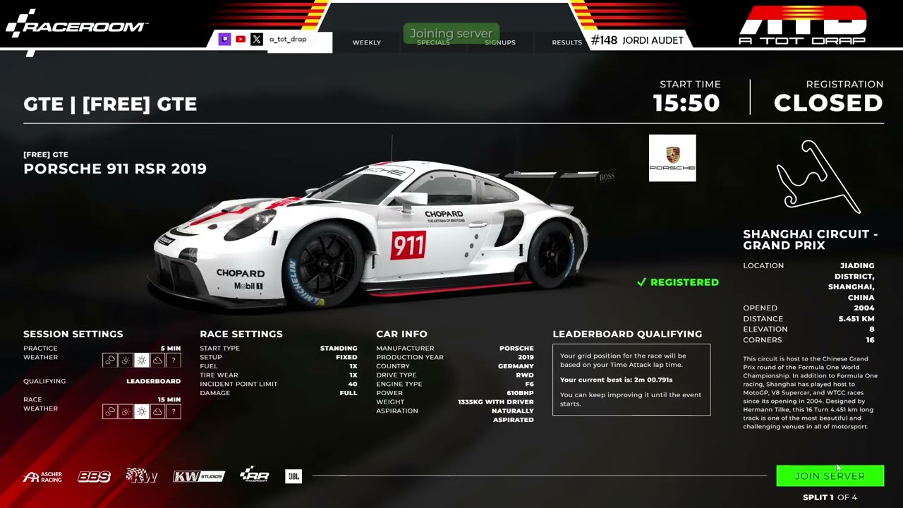 Rankeds de RaceRoom de GRATIS | ATOTDRAP !discord de A tot Drap Simulador