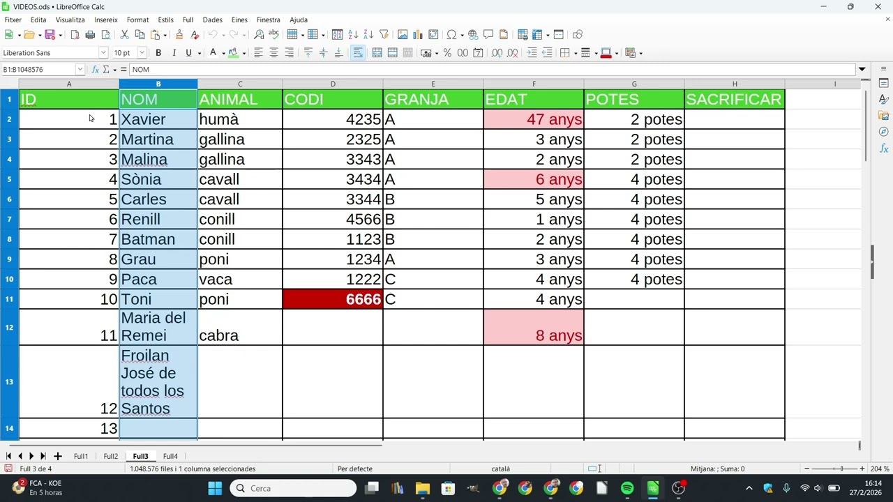 Com immobilitzar (o congelar) una o més files o columnes amb Libreoffice Calc de Xavier Àgueda COMPETIC