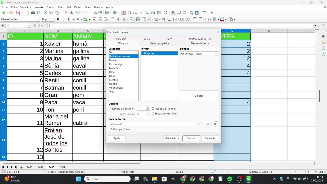Com posar unitats personalitzades a números amb Libreoffice Calc de Xavier Àgueda COMPETIC