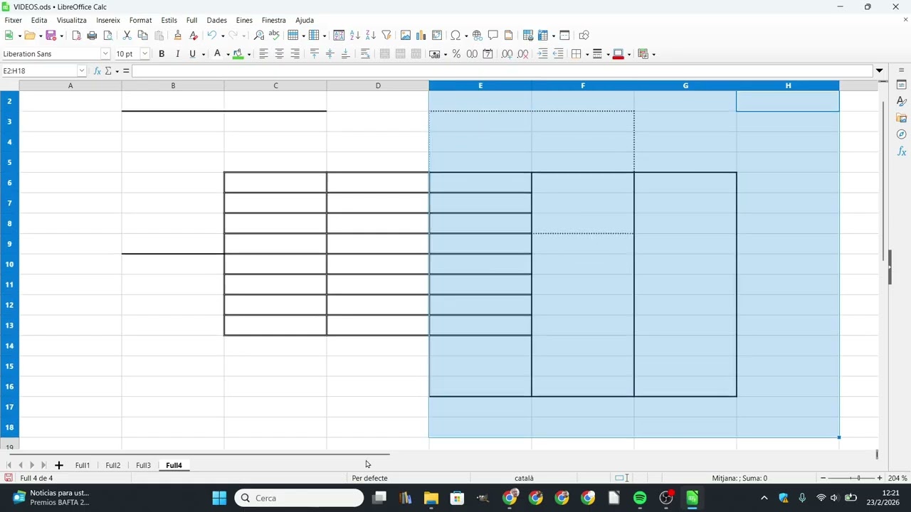 Com posar vores interiors i exteriors a un conjunt de cel·les de Libreoffice Calc de Xavier Àgueda COMPETIC