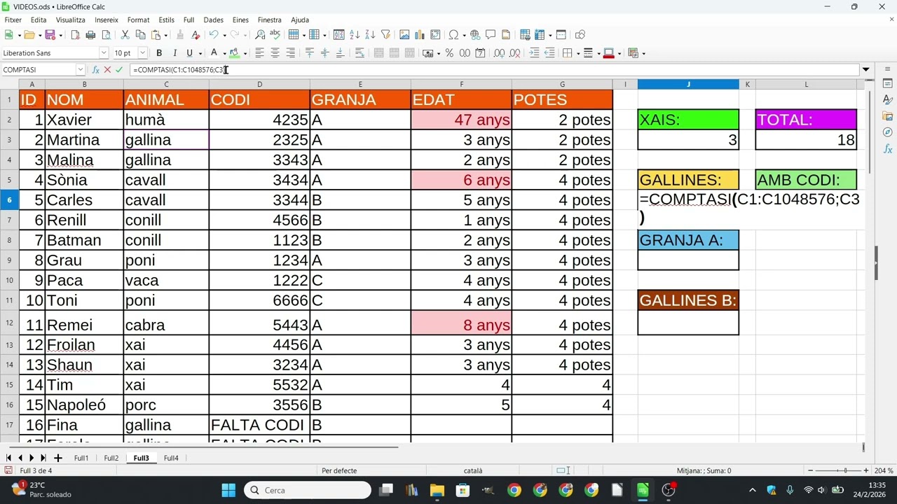 Com comptar coses amb les funcions COMPTA, COMPTAA, COMPTASI i COMPTASICONJUNT del Libreoffice Calc de Xavier Àgueda COMPETIC