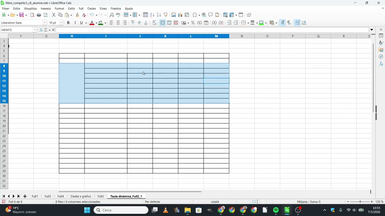 Com unir (fusionar combinar) i separar cel·les amb Libreoffice Calc de Xavier Àgueda COMPETIC