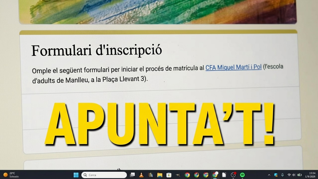 Com omplir el formulari d'inscripció a l'escola d'adults CFA Martí i Pol de Xavier Àgueda COMPETIC